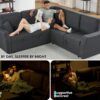 VanAcc Sofa Bed, 85 Inch Sleeper Couch with Storage Seat, L Shaped Sofa with Pull Out Sofa Bed, Sectional Couches for Living Room Apartment, Grey Linen Couch Sofa