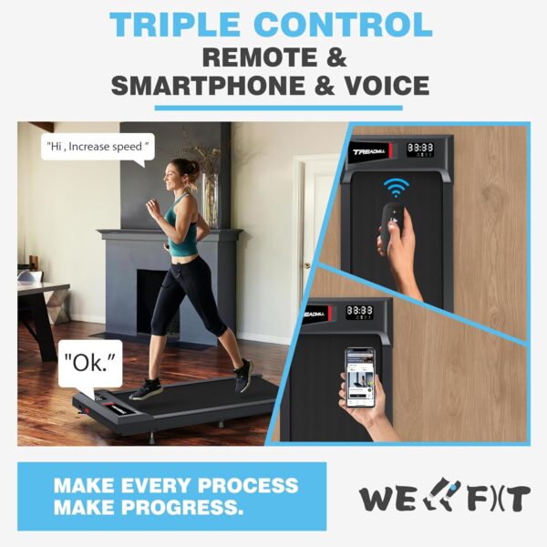 WELLFIT 2025 Smart Walking Pad Treadmill with 10% Incline & 4 MPH & 265+ lbs Capacity,40 dB Quiet Under Desk Walking Jogging Flat Mat Work for Home Office,APP/Remote Control,LED Display,No-Assembly