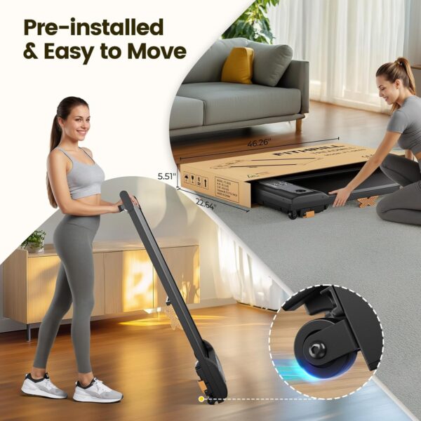 TINEF Under Desk Treadmill for Home and Office, Incline Walking Pad for Aerobic Exercise at Home, 4 in 1 Portable Treadmill for Walking, Jogging, Running and Climbing, 265 LBS Capacity