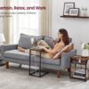 VASAGLE End Table with Charging Station, Set of 2, Small Side Tables for Living Room, Bedroom, Nightstand with Outlets and USB Ports, Bedside Table with Storage Shelf, Rustic Brown and Black
