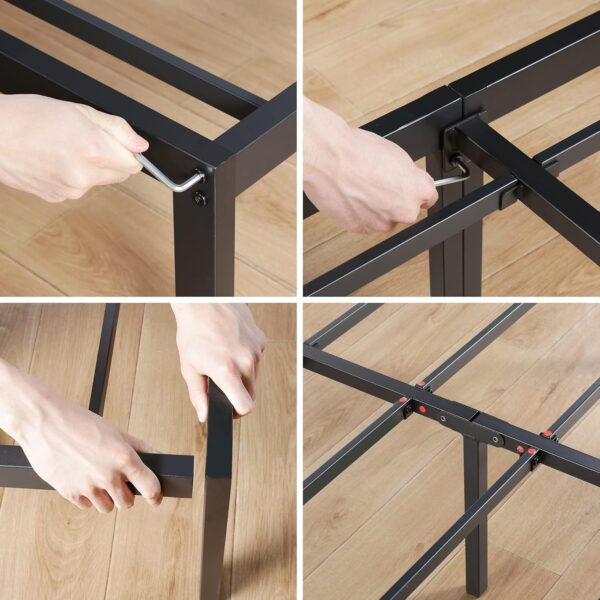 Olee Sleep 14 Inch Heavy Duty Steel Slat Anti-Slip Support, Easy Assembly Platform Bed Frame, Noise Free Steel Mattress Foundation, Maximum Storage, No Box Spring Needed, Black (Queen Size)