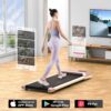 DeerRun Walking Pad 2 in 1 Under Desk Treadmill, 2.2HP Low Noise Walking Pad Running Jogging Machine with Remote Control for Home Office, Lightweight Portable Desk Treadmill Installation Free