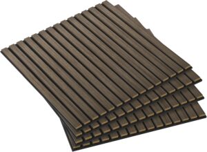 81vP56mQuZL._AC_SL1500_.jpg HOMCOM 4 Pack 3D Faux Wood Wall Panels, 24" x 24" Sound Absorbing Acoustic Panels, Wood Slat Wall Panels for Interior Wall Decor, Ceiling, Walnut