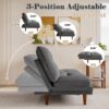 Homall Futon Sofa Bed, Modern Loveseat Futon Couch with Adjustable Backrest and Armrests, Sleeper Sofa Bed with Wood Frame for Living Room, Office, Apartment (Fabric, Grey)