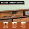 WLive TV Stand for 55 inch, White LED Dresser with Charging Station, 9 Drawer Chest of Drawers for Bedroom & Living Room