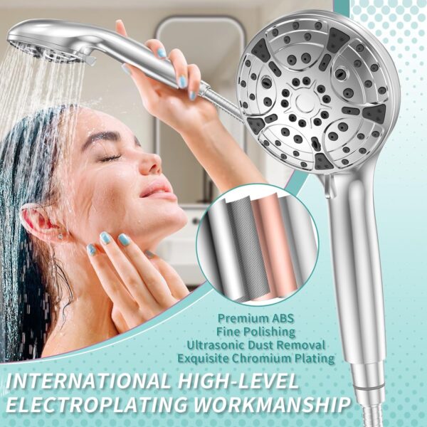 81wqvH1G0GL._AC_SL1500_.jpg Shower Head, High Pressure 8-Mode Handheld Shower Heads - Anti-clog Nozzles, with Stainless Steel Hose and Adjustable Overhead Bracket Handheld Spray Combo