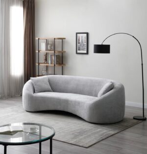 93” Modern Minimalist Curved Sofa Couch for Living Room, Unique Design, Chenille Cloud Couch with Soft Comfortable Upholstered for Bedroom, Apartment, Home Office (Gray Chenille)