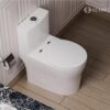 Compact One Piece Toilet, Quiet Dual & Powerful Flush Modern Toilet for Small Bathroom, Space Saving Toilet with Soft Close Toilet Seat, 12'' Rough-In Toilet