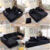 107" Modular Sectional Sofa, Modern Corduroy Cloud Couch with Deep Seat, Upholstered 3-Seater L-Shaped Sofa for Living Room, No Assembly Required (Black, Left-Facing Chaise)