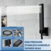 ESNBIA Bathtub Shower System with Tub Spout, Black Shower Faucet Set with 6" Rain Shower Heads, High Pressure Shower Head Set, Wall Mount Shower Fixtures with 3-Way Shower Diverter, Matte Black