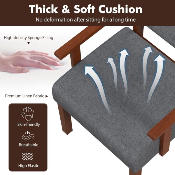 Giantex Mid Century Modern Accent Chair - Linen Living Room Arm Chair w/Soft Padded Seat & Backrest, Rubber Wood Frame, Upholstered Reading Chair for Living Room, Bedroom, Reception, Grey