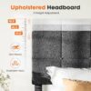 Sweetcrispy Queen Size Wood Bed Frame - Linen Upholstered Platform Bed with Headboard, No Box Spring Needed with 800LBS Sturdy Wooden Slats Support, Noise Free, Easy Assembly, Dark Grey