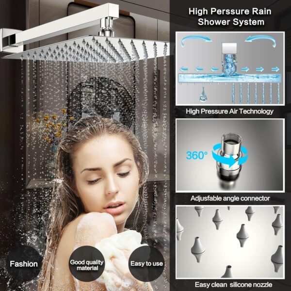Shower System Rain Shower Faucet Set with Tub Spout,10 inch Bathroom Wall Mounted Waterfall Bathtub Faucet with Handheld Spray and Rough-in Valve Body and Trim kit,Chrome Polished
