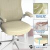 Home Office Chair, Ergonomic Comfy Desk Chair, High Back Computer Chair- Adjustable Headrest with Flip-Up Arms, Lumbar Support, Swivel Executive Task Chair (Modern, Beige)