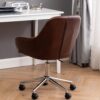 BTEXPERT Mid Back Home Computer Desk Chair, Office Task Chair with Wheels, Swivel Height Adjustable Faux Leather Chair, White Comfy Leather Desk Chair, Brown (5176)