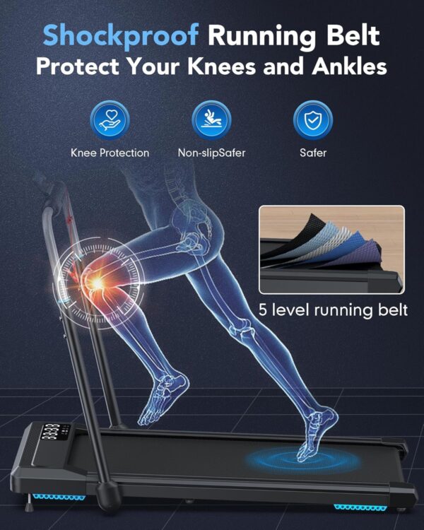10% Incline Walking Pad Treadmills, Under Desk Treadmill 265/340+lb Capacity for Home Small Space, Portable Foldable Adjustable Incline Treadmill, Easy to Move and Upright Store, Mute Beep, Quieter