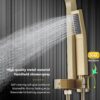 Brushed Gold Shower Fixtures, Gold Shower Faucet Set with 12 Inch Gold Shower Heads with Handheld Spray Combo and Tub Spout, Shower Systems with Rain Shower and Handheld (Valve Included)