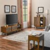 59 Inch Mid Century Modern TV Stand with Rattan Cabinet Doors, Entertainment Center Media Console for 65 Inch TVs, Living Room/Bedroom TV Stand, Light Wood