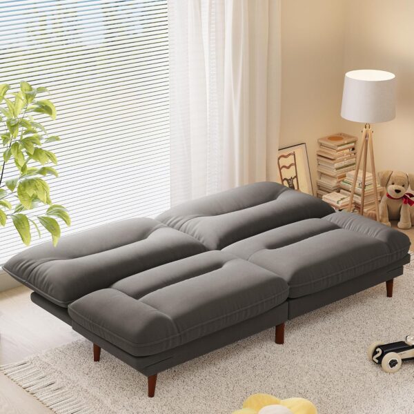 Homall Futon Sofa Bed, Modern Loveseat Futon Couch with Adjustable Backrest and Armrests, Sleeper Sofa Bed with Wood Frame for Living Room, Office, Apartment (Fabric, Grey)