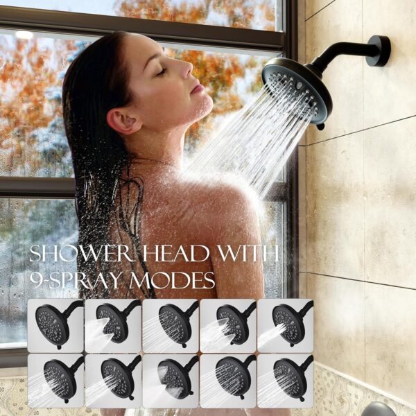 Tub Shower Faucet Set - Tub and Shower Faucet Set with 5.5 inch Rain Shower Head, Single Handle Shower Trim Kit, Bathtub Faucet Shower System with Shower Valve, Matte Black