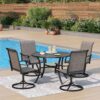 PHI VILLA 5 pcs Patio Dining Set,Outdoor Swivel Dining Chairs 4 and Round Metal Dining Table,Quick-Dry Textilene Fabric and Sturdy Metal Frame,Outdoor Table and Chairs for Yard
