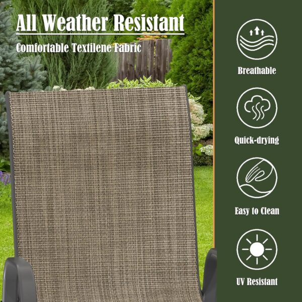 Amopatio Outdoor Dining Set of 5, Patio Table and Chairs Set, Textured Glass Tabletop, 4 Stackable Patio Chairs, Patio Furniture, Balcony, Porch, Lawn- Brown
