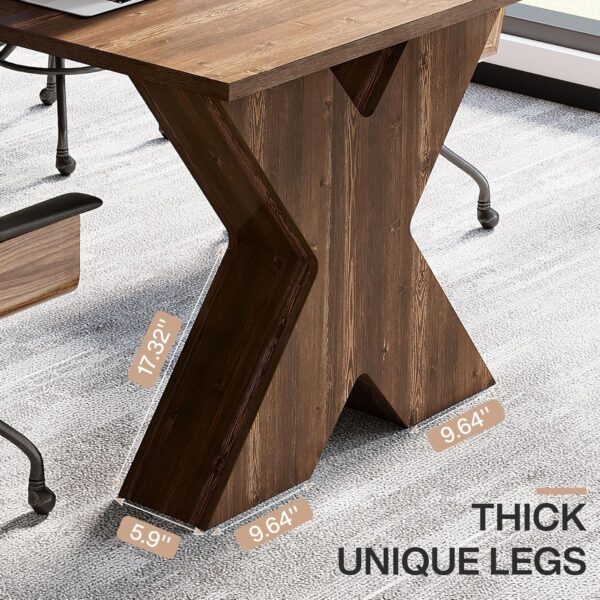 Tribesigns 63" Executive Desk, Large Office Computer Desk with X-Shaped Thickend Wood Pedestal Base, Modern Simple Workstation Writing Table Conference Table Business Furniture for Home Office