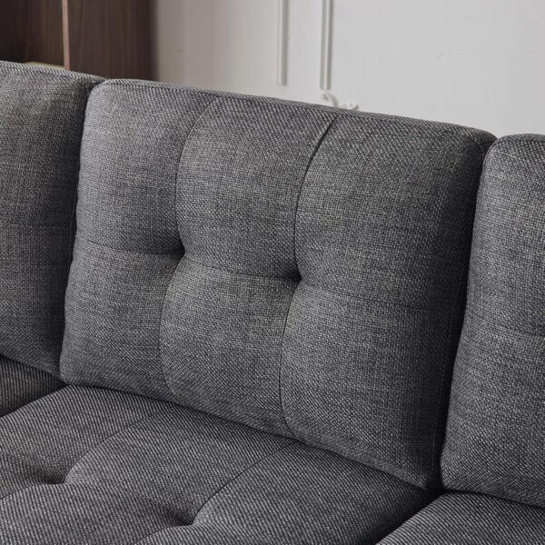 Karl home Sectional Couch Sofa for Living Room, L-Shape Furniture Comfortable Non Wrinkle Design Suitable for Modern Home Decor Relaxation and Versatile Coaches, Dark Gray