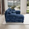 U Shaped Cloud Couch Sectional, 124" Comfy Fluffy Chenille Dark Blue Sectional Couches for Living Room with Double Chaise Lounge, Modern Modular Sectional Sofa with Central Console USB Port