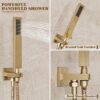 Alesco Shower System, Gold Shower Faucet Set with 10-Inch High-Pressure Rainfall Showerheads and Handheld Spray combo, Showerfixture Include Valve and Trim Kit, Brushed Gold