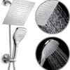Dream Spa Ultra-Luxury 9" Rainfall Shower Head/Handheld Combo. Convenient Push-Button Flow Control Button for easy one-handed operation. Switch flow settings with the same hand! Premium Chrome