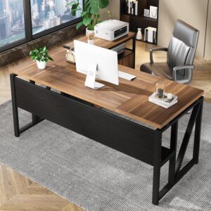Tribesigns 63" Executive Desk with Reversible File Cabinet, Large L-Shaped Office Desk with Drawers, Business Furniture Workstation for Home Office
