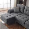 Karl home Sectional Couch Sofa for Living Room, L-Shape Furniture Comfortable Non Wrinkle Design Suitable for Modern Home Decor Relaxation and Versatile Coaches, Dark Gray