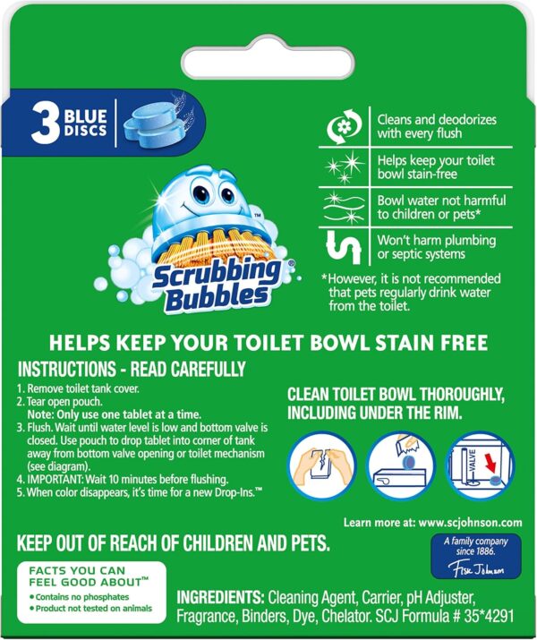 Scrubbing Bubbles Continuous Clean Toilet Drop Ins, Helps Prevent Limescale Buildup, 3 Count, Pack of 1