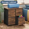 4 Drawer Lateral File Cabinet, Filing Cabinet for Home Office, Functional Fabric Office Storage Cabinet, Cloth File Drawer Fits A4/Letter Size, Printer Stand, Rustic Brown