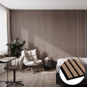 WVH Bark & Bole Walnut Acoustic Panels – 3D Textured Wood Veneer Wall and Ceiling Panels | Decorative Sound-Absorbing Solution for Homes, Offices, and Studios | H94.5” x W12.6” | Veneer, MDF, Felt