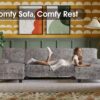 Furmax Sectional Couches for Living Room, U-Shaped Sofa Couch with Linen Fabric, 4 Seat Sofa Set with Double Chaise for Apartment (Fabric, Grey)
