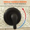 Tub Shower Faucet Set - Tub and Shower Faucet Set with 5.5 inch Rain Shower Head, Single Handle Shower Trim Kit, Bathtub Faucet Shower System with Shower Valve, Matte Black