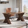 Tribesigns 63" Executive Desk, Large Office Computer Desk with X-Shaped Thickend Wood Pedestal Base, Modern Simple Workstation Writing Table Conference Table Business Furniture for Home Office