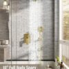 Gabrylly Shower System Gold, Pressure Balance Shower Faucet Set with High Pressure 10" Rain Head and 3-Setting Handheld Spray, 2 Way Valve Kit, Brushed Gold