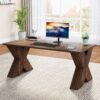 Tribesigns 63" Executive Desk, Large Office Computer Desk with X-Shaped Thickend Wood Pedestal Base, Modern Simple Workstation Writing Table Conference Table Business Furniture for Home Office