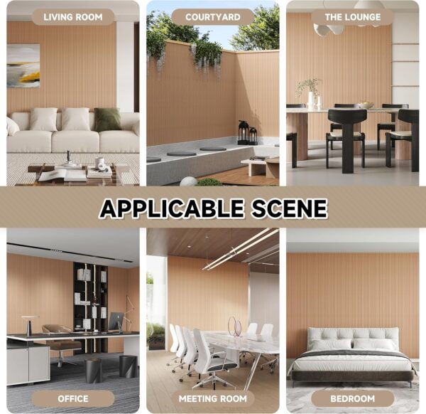 WPC Slat Wall Paneling,8-Pack 3D WPC Wood Wall Panels,Acoustic Wall Panels for Interior Wall Decor,Living Room,Bedroom,Oak,95 x 6 in