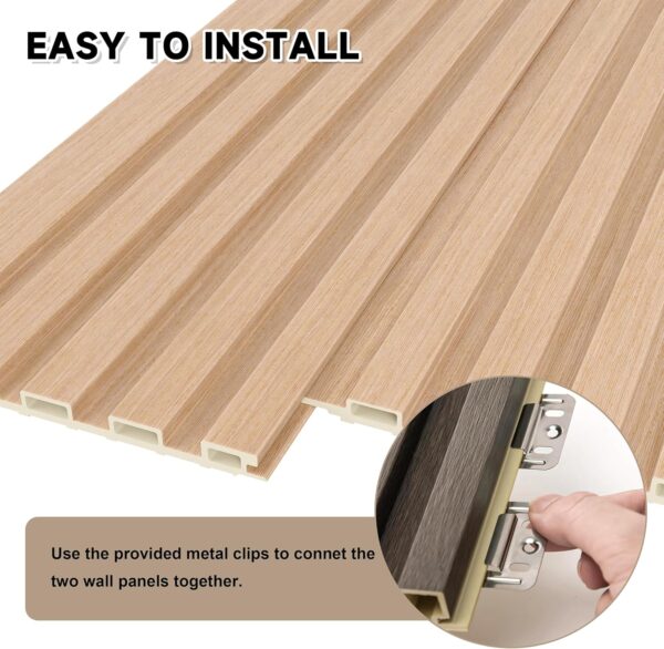 WPC Slat Wall Paneling,8-Pack 3D WPC Wood Wall Panels,Acoustic Wall Panels for Interior Wall Decor,Living Room,Bedroom,Oak,95 x 6 in