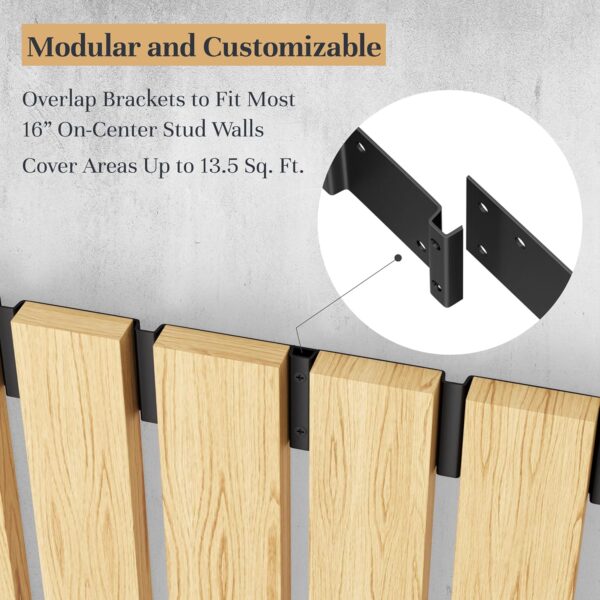 5 Wood Slat Wall Brackets for Custom Built Wood Paneling - Creatw Wall Panels for Indoors or Outdoors with Rustproof Steel Brackets - Slats for Mounting Acoustic Panels by Ash Harbor