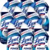Lysol Toilet Bowl Cleaner, Max Strength Bathroom Cleaning Supplies, Toilet Bowl Cleaner Clinging Gel, Home Essential, Instant Stain Removal, Disinfecting and Deodorizing, Bleach Free, 24 oz (9 ct)