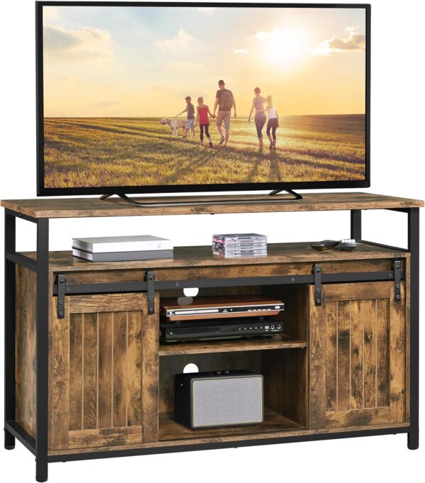 Yaheetech TV Stand, Entertainment Center with Storage Cabinets for 55 Inches TV, Barn Door TV Stand with Height Adjustable Shelves, Farmhouse TV Console for Living Room, 47 Inch