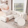 125 Inch Oversized Corduroy Modular Sectional Sofa, U Shaped Modular Couch with Storage, 6 Seat Convertible Corduroy Couch, Comfy Sectional Couches for Living Room with Memory Foam, Beige