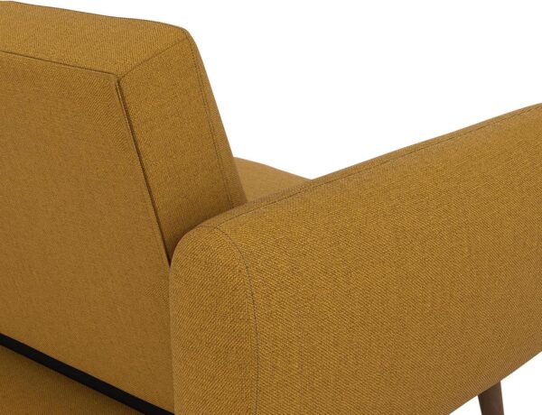 Novogratz Brittany 82 Inch Futon Sofa Bed, Upholstered Couch Sleeper with Tufted Back, Mid-Century Modern, Mustard