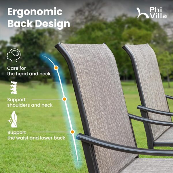 PHI VILLA 5 pcs Patio Dining Set,Outdoor Swivel Dining Chairs 4 and Round Metal Dining Table,Quick-Dry Textilene Fabric and Sturdy Metal Frame,Outdoor Table and Chairs for Yard