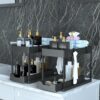 Under Sink Organizer 2 Pack, Bathroom Cabinet Organizer, 2 Tier Sliding Cabinet Basket Organizer Drawer, Multi-Purpose Bath Collection Baskets for Bathroom (Black)